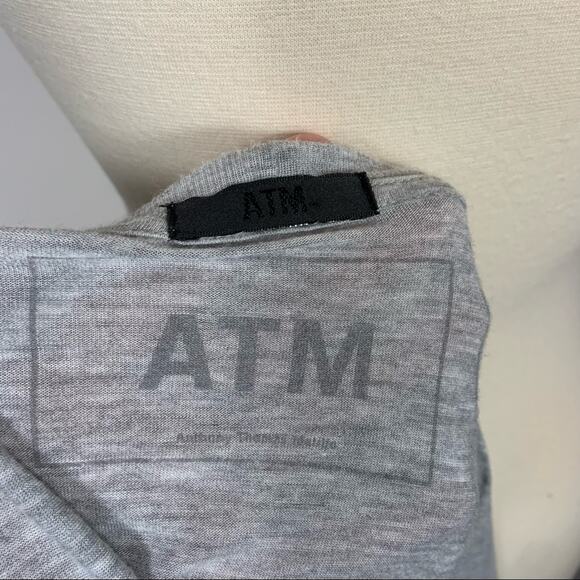 ATM Gray Long Sleeved Round Scoop Neck T-Shirt Basic Size Medium - Picture 7 of 7